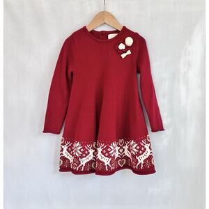 Heirlooms By Polly Flinders Girls Christmas Dress SIZE 3T Red Knit Holidays EUC